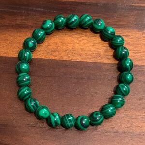 Handmade faux malachite stretch bracelet